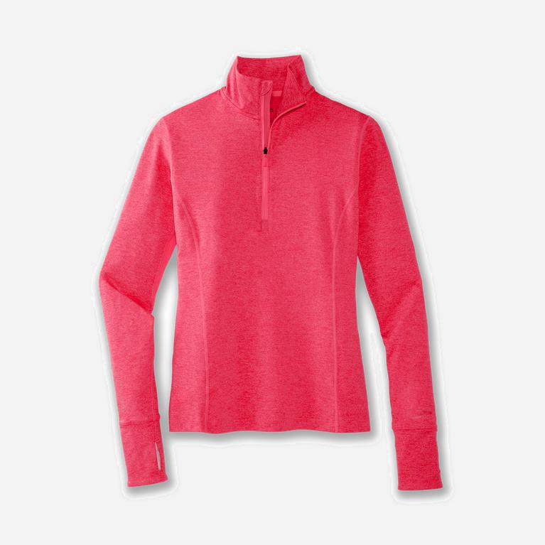 Brooks Dash 1/2 Zip NZ - Women's Running Jackets - Heather Fluoro Pink (48160-PKHZ)